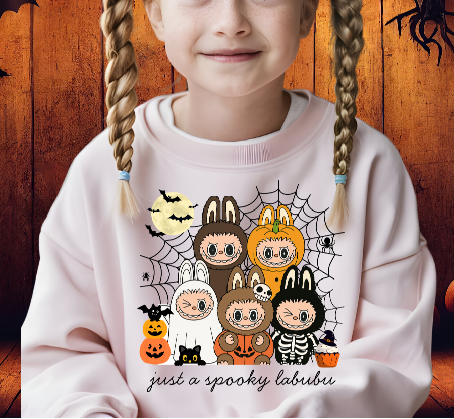 Halloween Labubu Coquette Monster Doll Youth Crewneck Sweatshirt