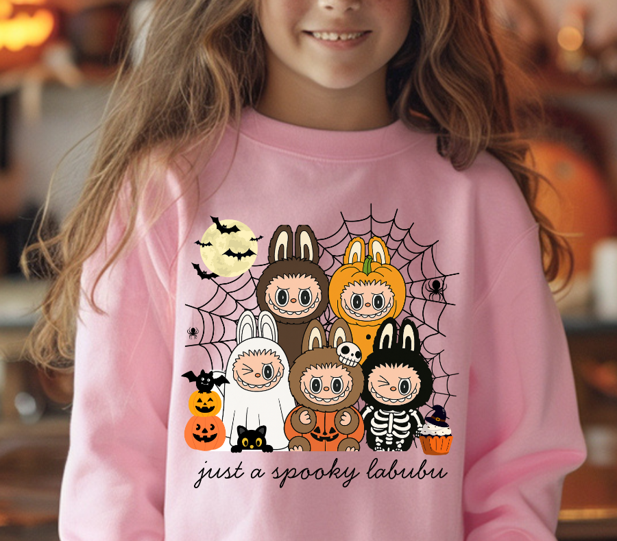 Halloween Labubu Coquette Monster Doll Youth Crewneck Sweatshirt