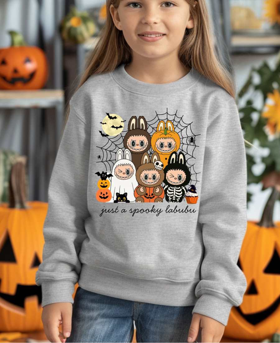 Halloween Labubu Coquette Monster Doll Youth Crewneck Sweatshirt