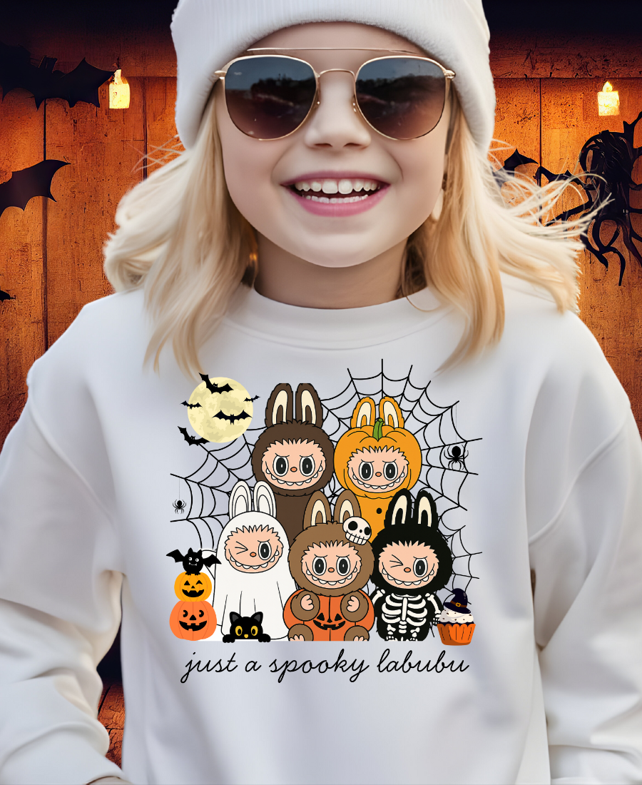 Halloween Labubu Coquette Monster Doll Youth Crewneck Sweatshirt