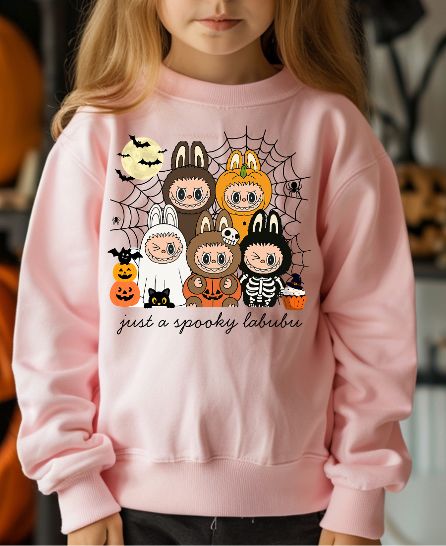 Halloween Labubu Coquette Monster Doll Youth Crewneck Sweatshirt