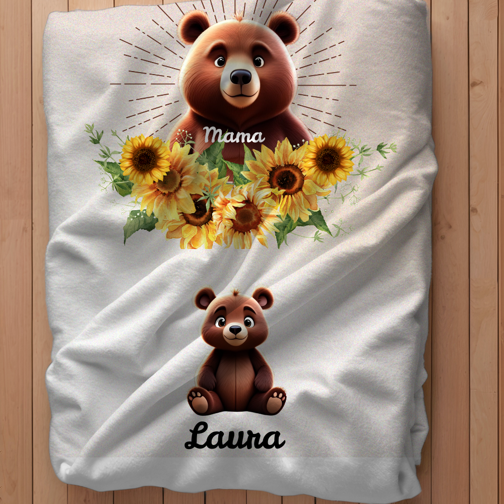 Gift for Mom Blanket: Mother's Day Present from Kids, Mama Bear Plush Fleece Blanket - 50x60