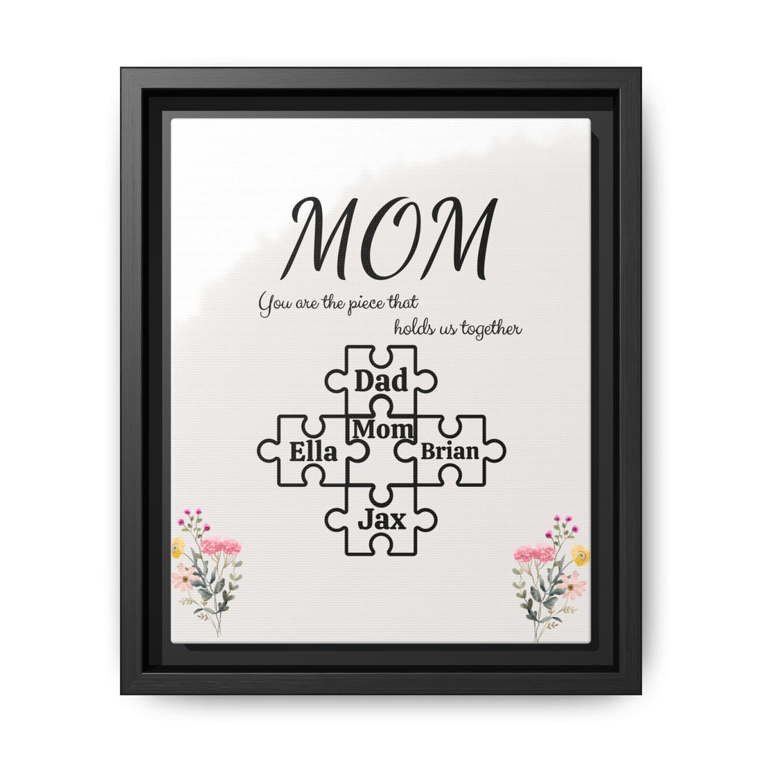 Personalized Mom Puzzle Print – Custom Family Names Wall Art – Mother’s Day Gift for Mom from Kids – Family Keepsake Poster with Names