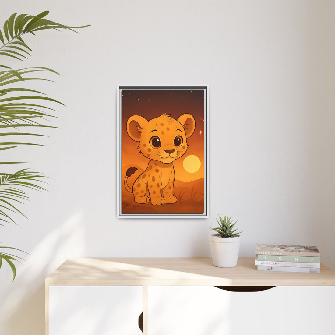 Cute Safari Animals Sunset Canvas Art - Eco-Friendly Frame, Home Decor Vibes