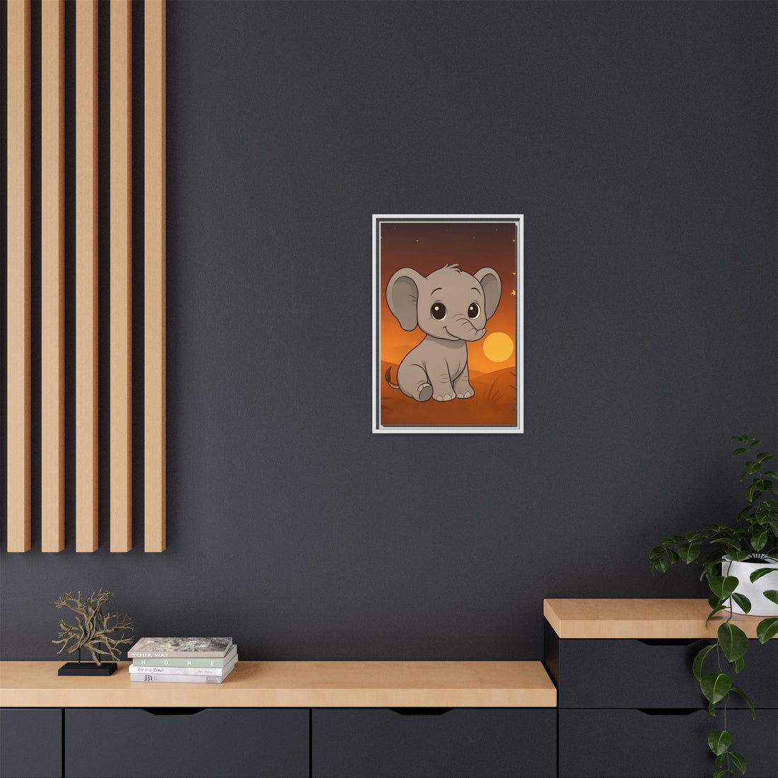Cute Safari Animals Sunset Canvas Art - Eco-Friendly Frame, Home Decor Vibes