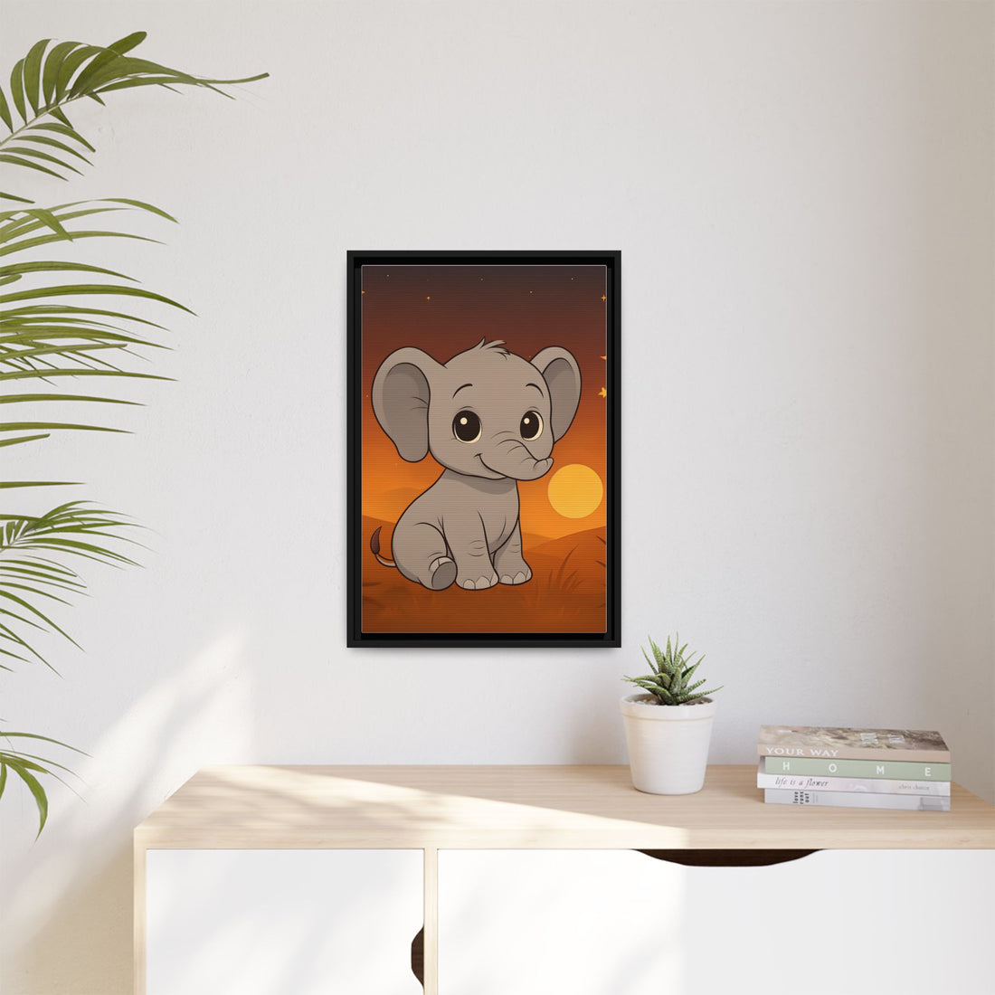Cute Safari Animals Sunset Canvas Art - Eco-Friendly Frame, Home Decor Vibes