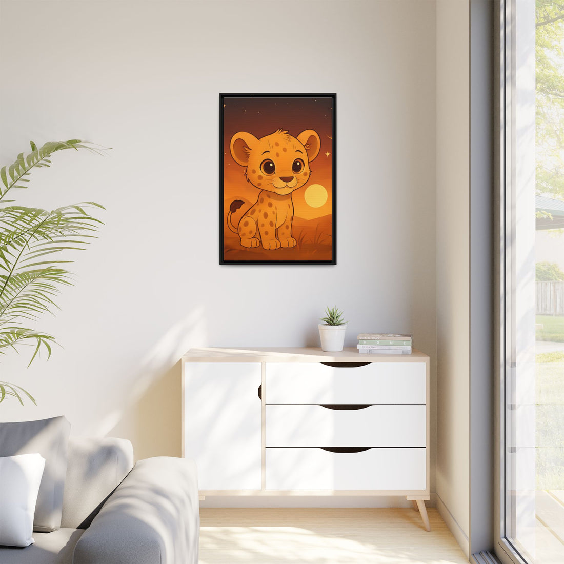 Cute Safari Animals Sunset Canvas Art - Eco-Friendly Frame, Home Decor Vibes
