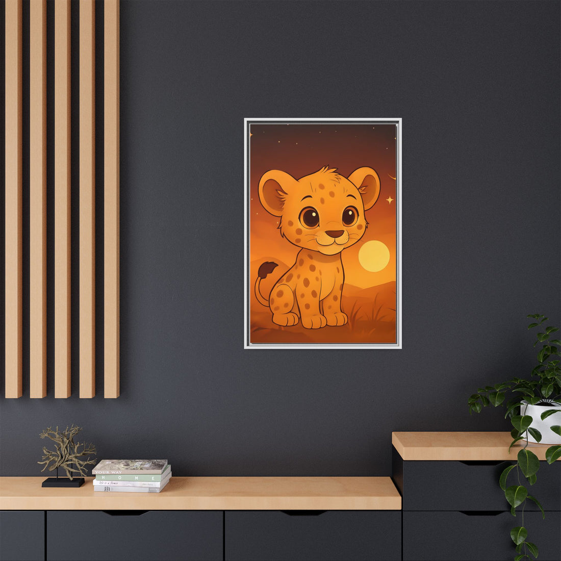 Cute Safari Animals Sunset Canvas Art - Eco-Friendly Frame, Home Decor Vibes