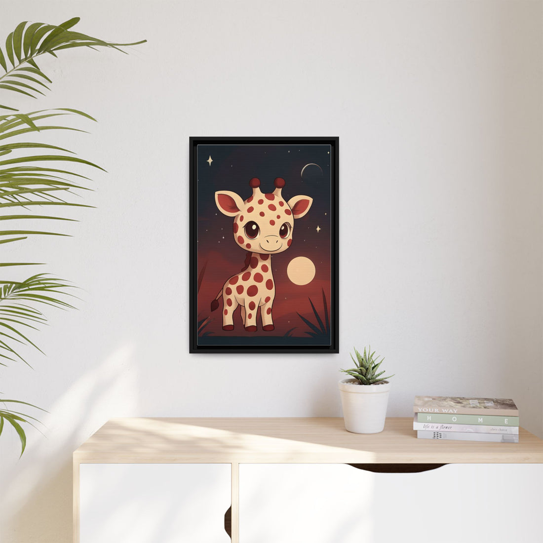 Cute Safari Animals Sunset Canvas Art - Eco-Friendly Frame, Home Decor Vibes