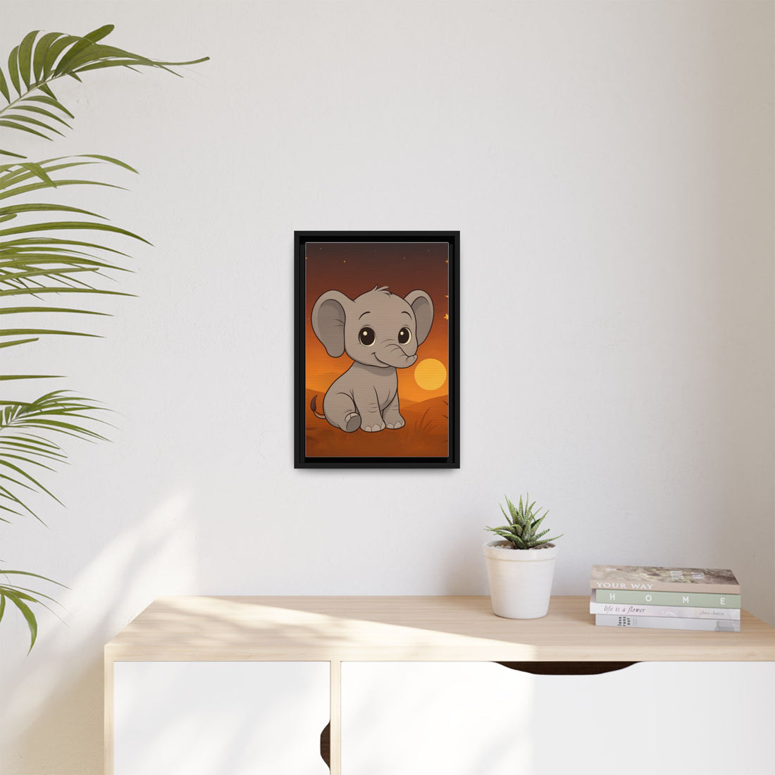Cute Safari Animals Sunset Canvas Art - Eco-Friendly Frame, Home Decor Vibes