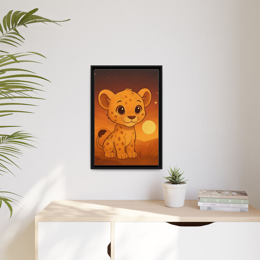 Cute Safari Animals Sunset Canvas Art - Eco-Friendly Frame, Home Decor Vibes