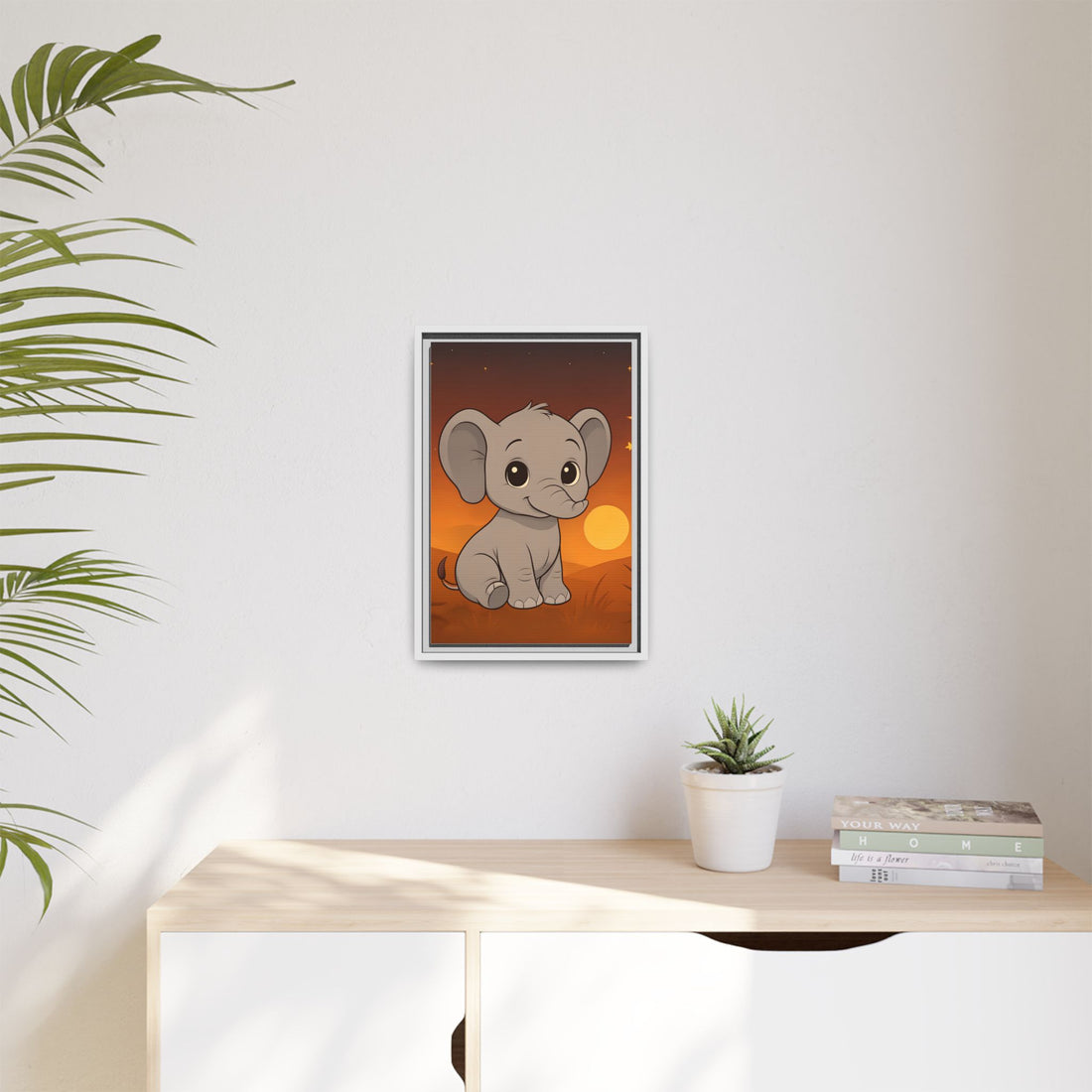 Cute Safari Animals Sunset Canvas Art - Eco-Friendly Frame, Home Decor Vibes