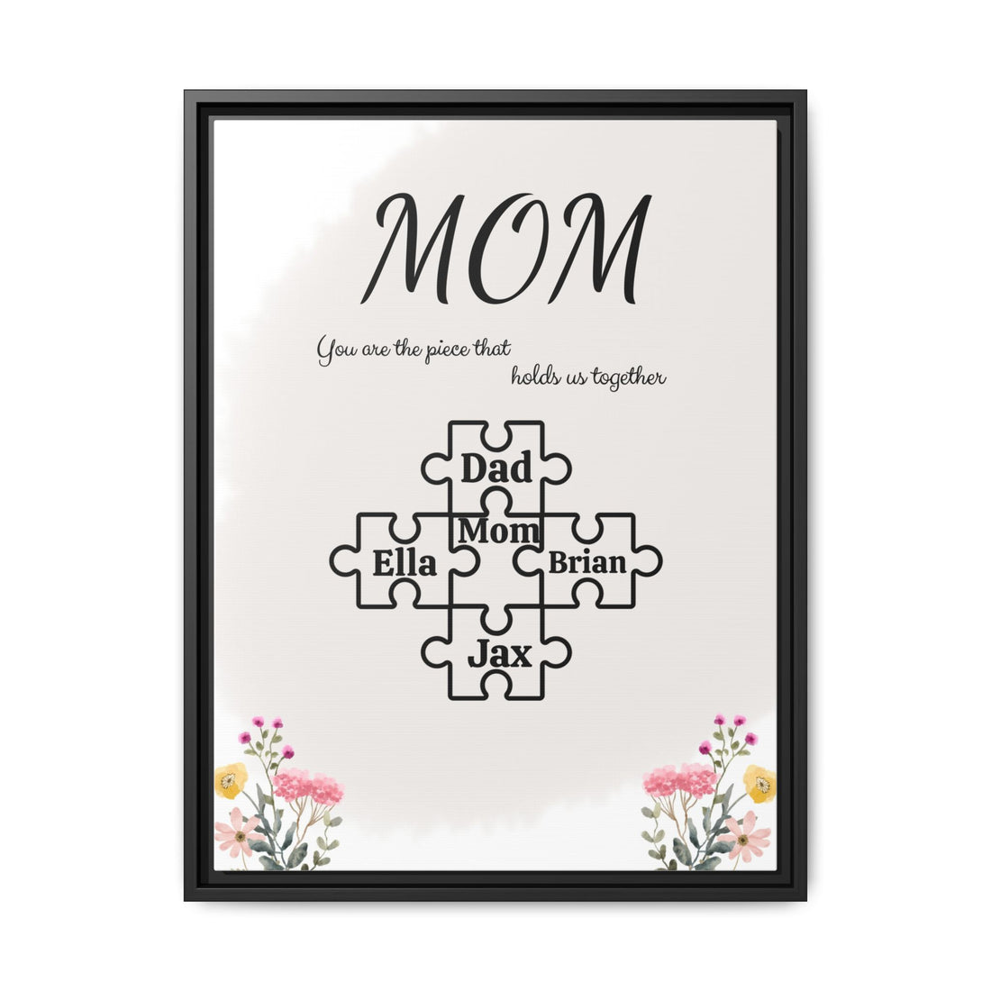 Personalized Mom Puzzle Print – Custom Family Names Wall Art – Mother’s Day Gift for Mom from Kids – Family Keepsake Poster with Names