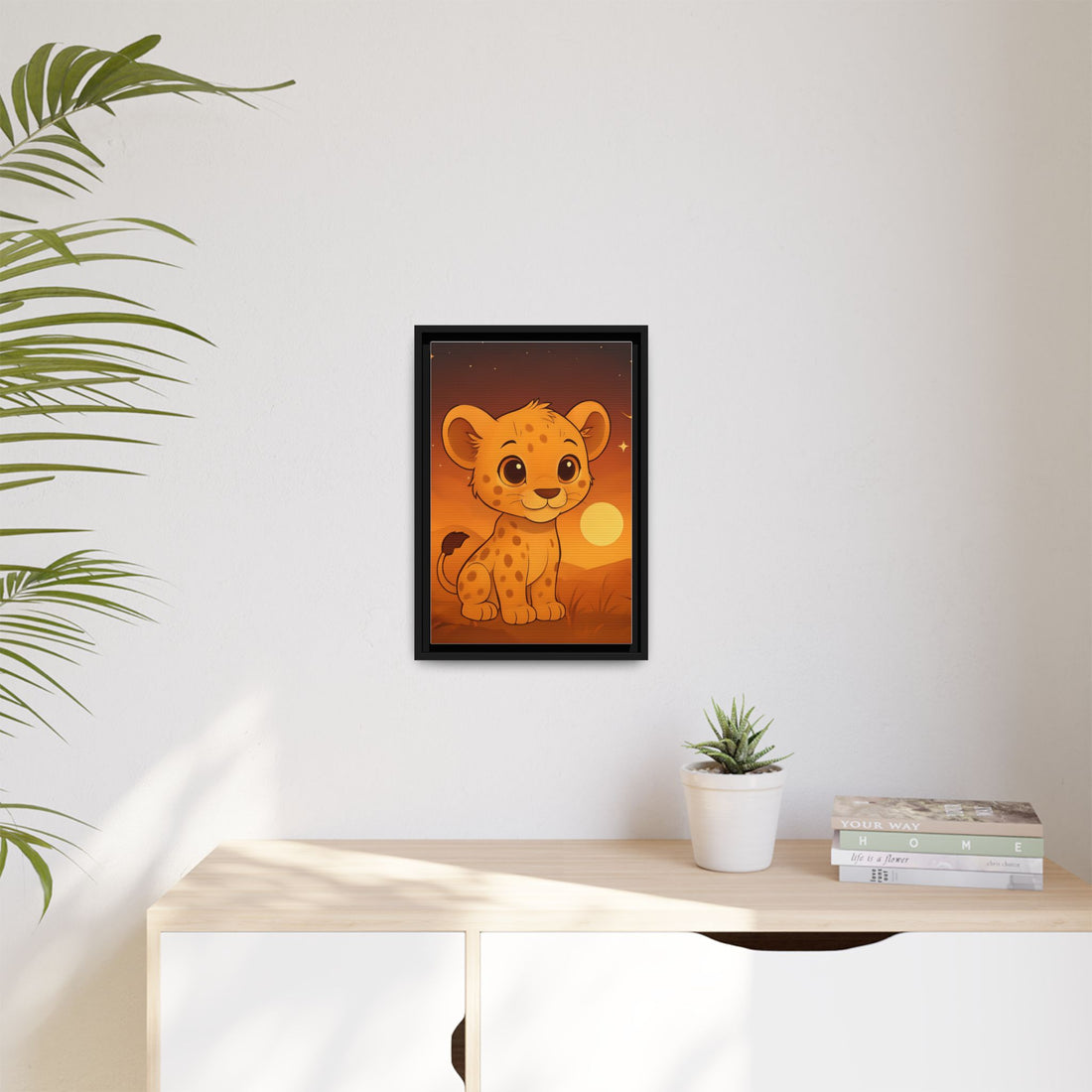 Cute Safari Animals Sunset Canvas Art - Eco-Friendly Frame, Home Decor Vibes