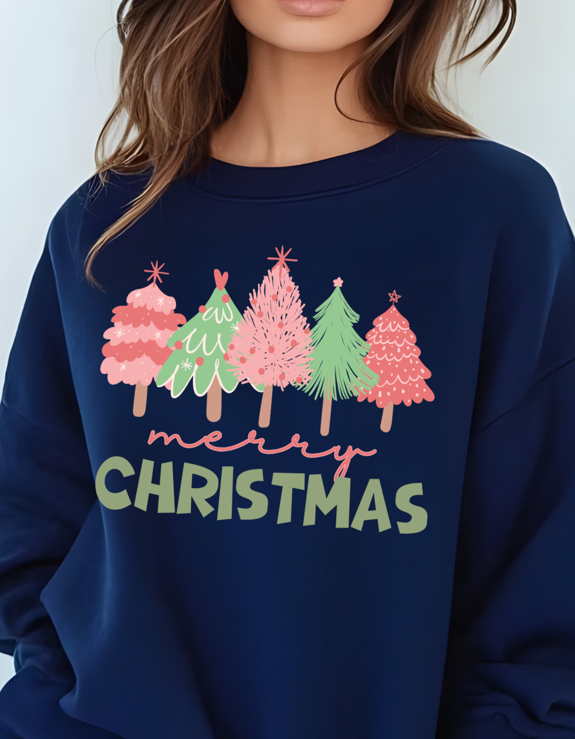 Pink Tree Christmas Sweatshirt |Cute Christmas Sweater