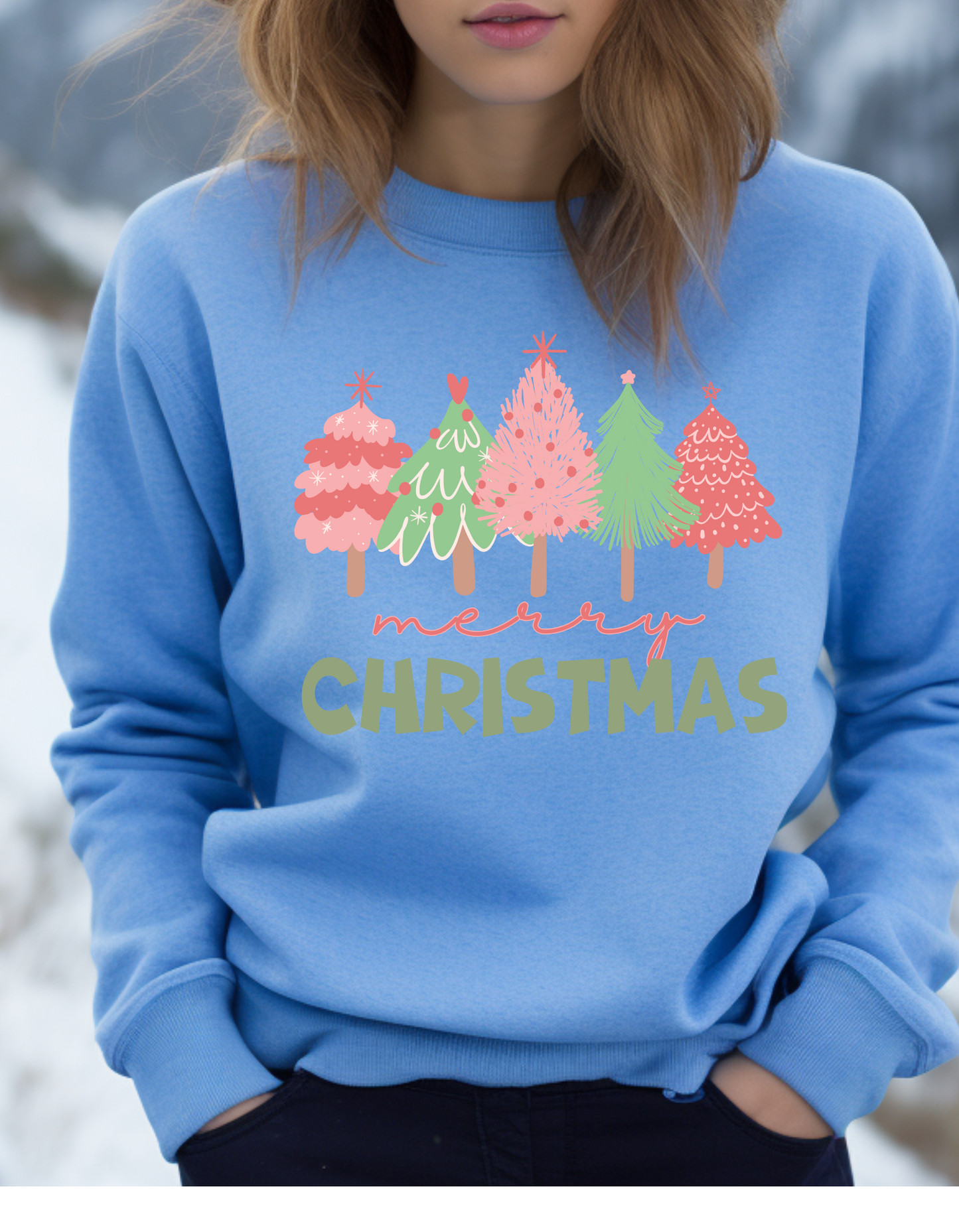 Pink Tree Christmas Sweatshirt |Cute Christmas Sweater