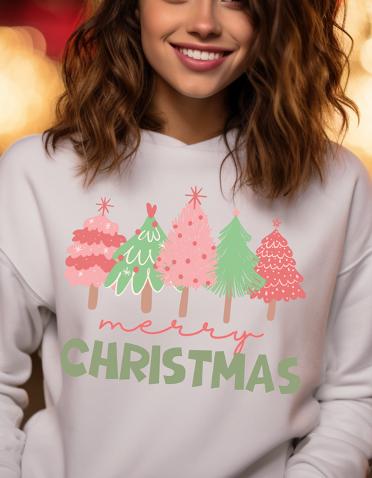 Pink Tree Christmas Sweatshirt |Cute Christmas Sweater