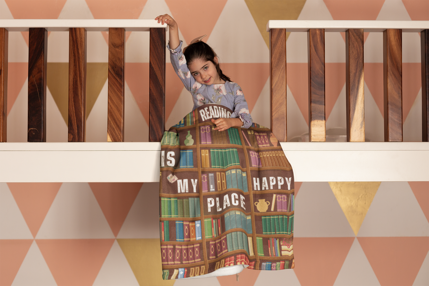 "Reading is my Happy Place" Fleece Blanket Gift | Birthday | Valentine