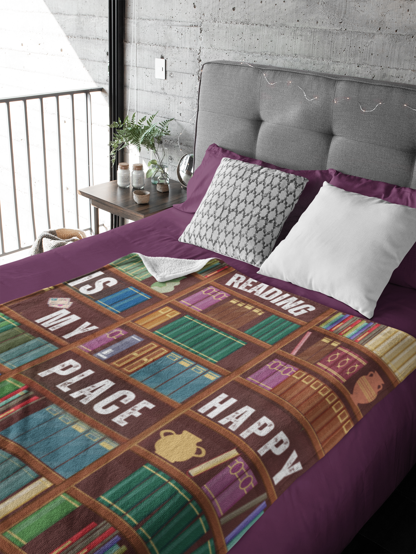 "Reading is my Happy Place" Fleece Blanket Gift | Birthday | Valentine