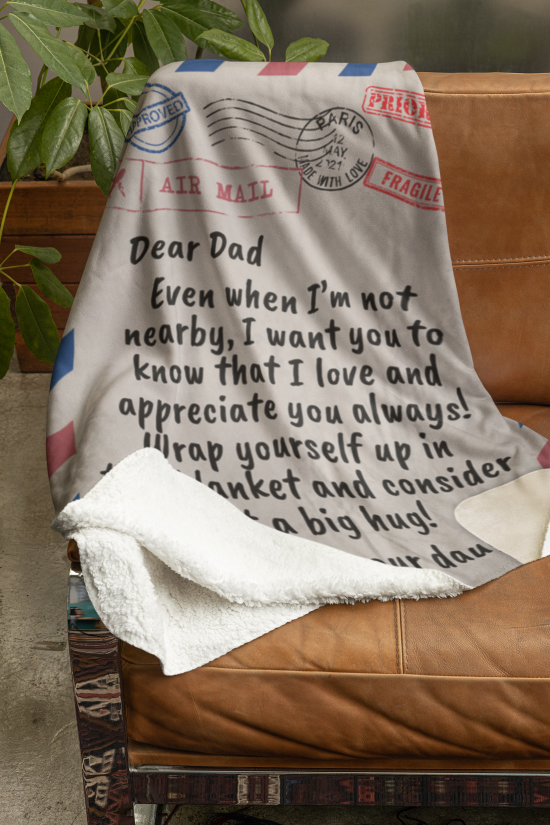 To Dad from Daughter " Wrap yourself Up" Throw Blanket