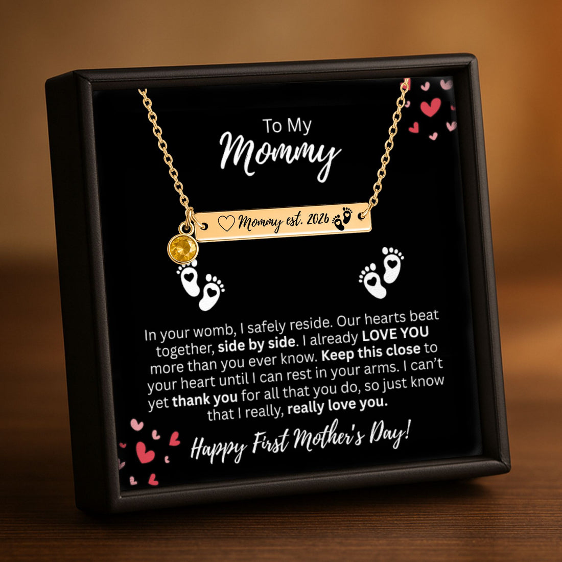 She’s about to celebrate her first Mother’s Day… 💖To My Mommy Engraved Personalized Birthstone Necklace!