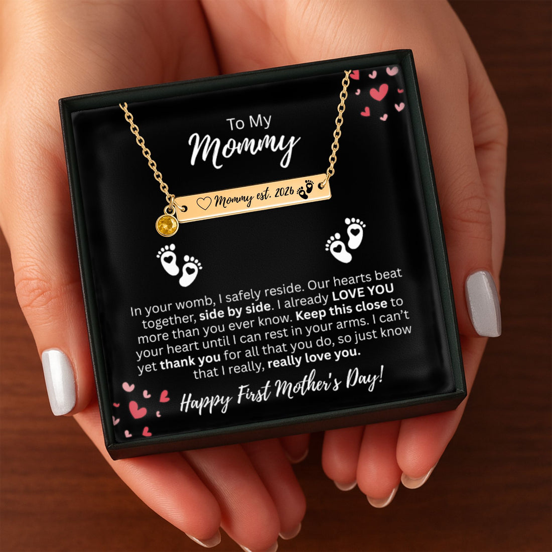 She’s about to celebrate her first Mother’s Day… 💖To My Mommy Engraved Personalized Birthstone Necklace!