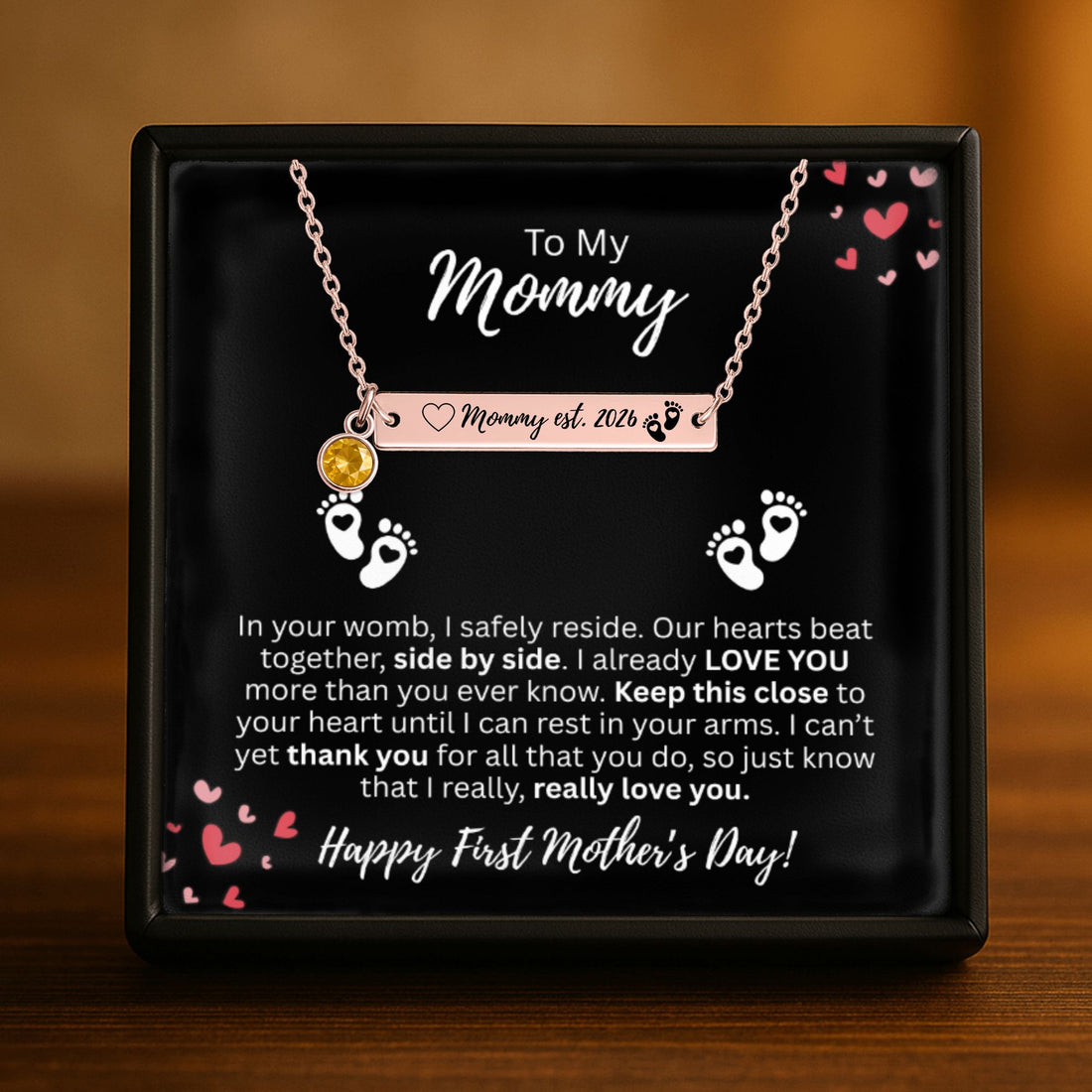 She’s about to celebrate her first Mother’s Day… 💖To My Mommy Engraved Personalized Birthstone Necklace!