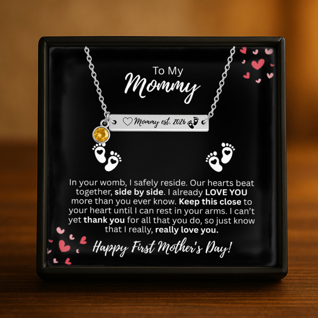She’s about to celebrate her first Mother’s Day… 💖To My Mommy Engraved Personalized Birthstone Necklace!