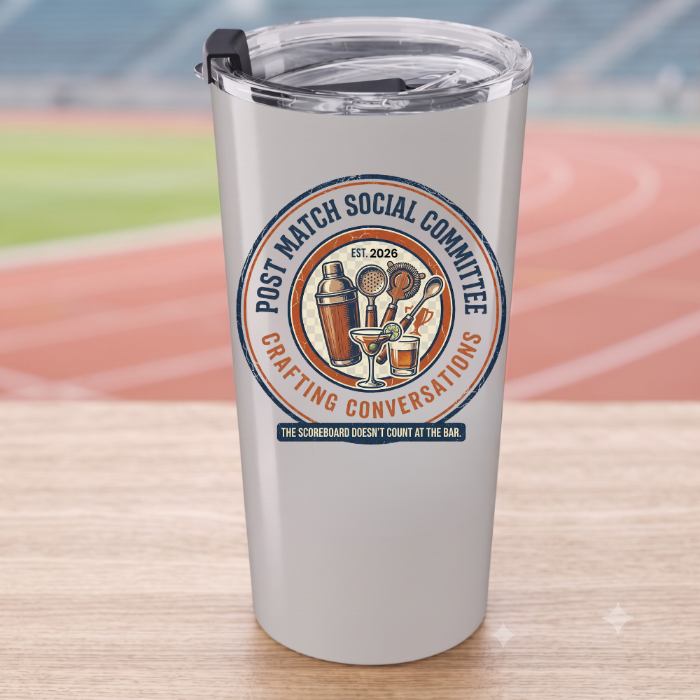 Post Match Social Committee Tumbler | Social Club Travel Mug | Sports Team Gift | League Night Stainless Steel Tumbler