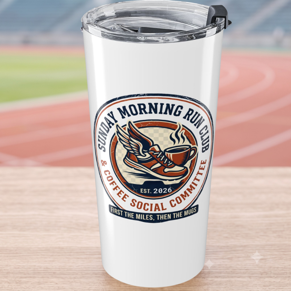 Personalized Running Tumbler, Sunday Morning Run Club, Gift for Runners, Vacuum Insulated Travel Mug, Fitness Enthusiast Tumbler, 20oz