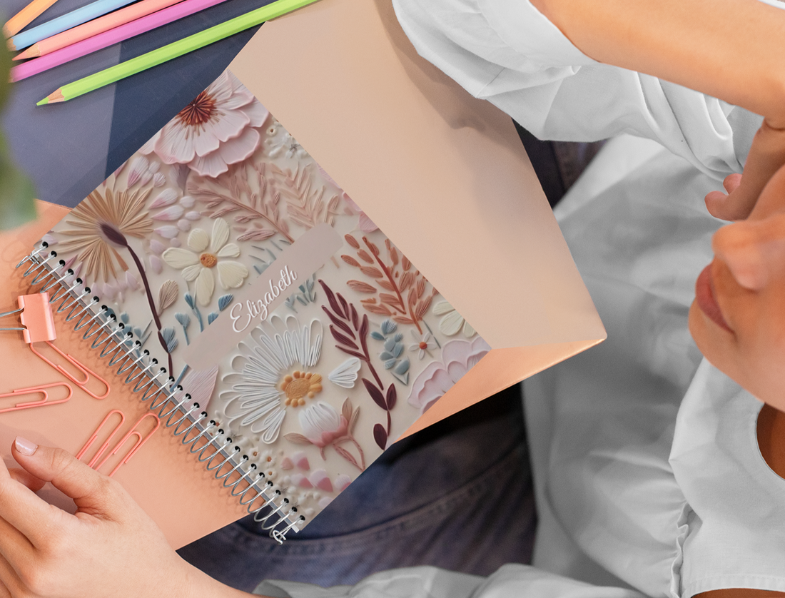 Floral Spiral Notebook with Personalized Cover