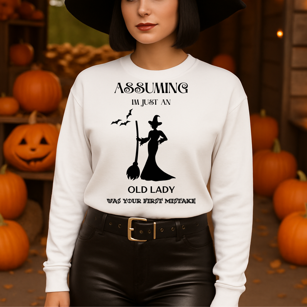Funny Witch-Themed Graphic "Your First Mistake" Sweatshirt