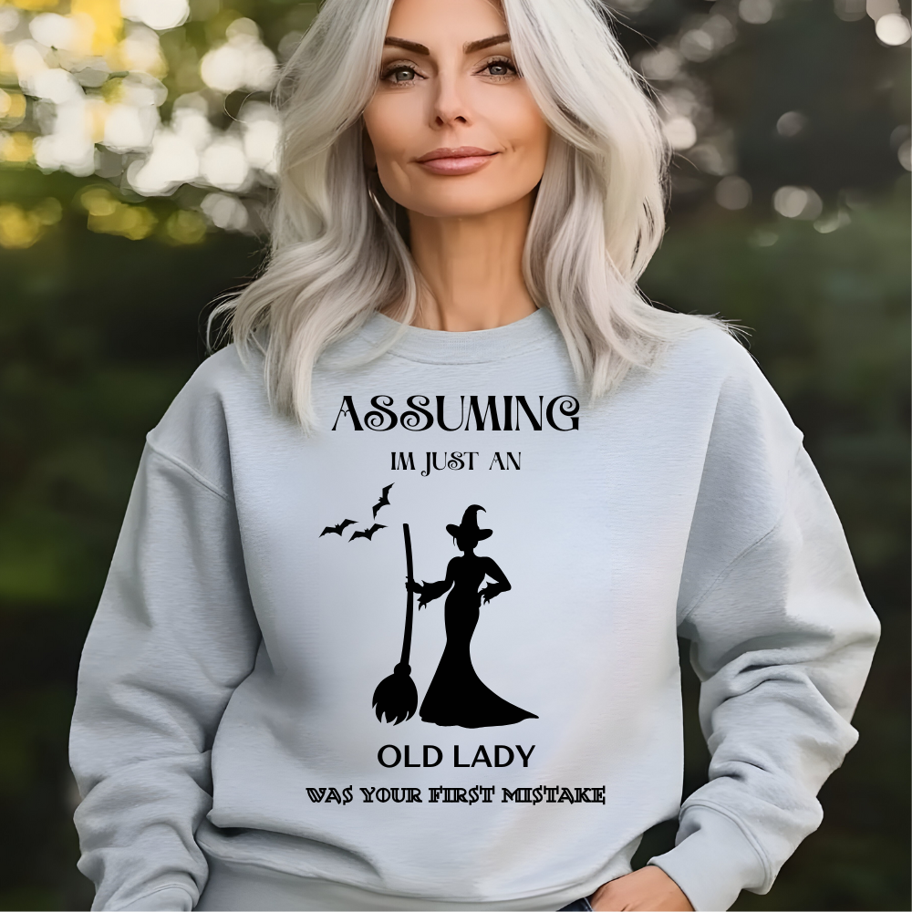 Funny Witch-Themed Graphic "Your First Mistake" Sweatshirt
