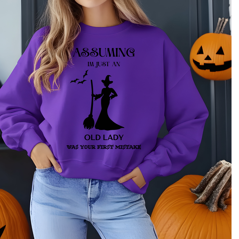 Funny Witch-Themed Graphic "Your First Mistake" Sweatshirt