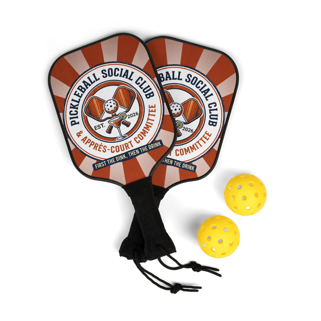 Pickleball Social Club Paddle Set with Balls & Carrying Case| Pickleball Social Club – Custom Year | Personalized Club Name + Custom Year