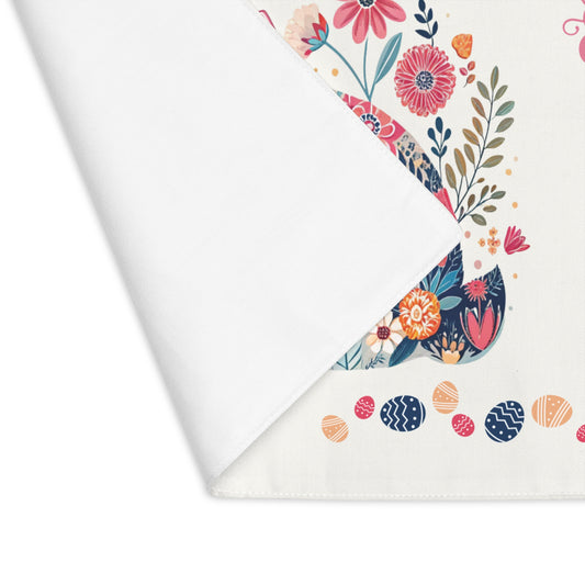 Easter Bunny Placemats, Floral Dining Decor, Spring Table Setting, Cotton Table Linens, Easter Table Decor, Holiday Placemats