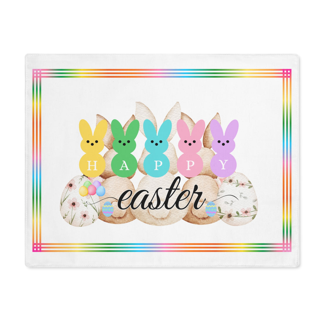 Happy Easter Placemats/Napkin, Easter Bunny Table Decor, Spring Dining Table Accessory, Holiday Cotton Placemat, Festive Table Setting Decor