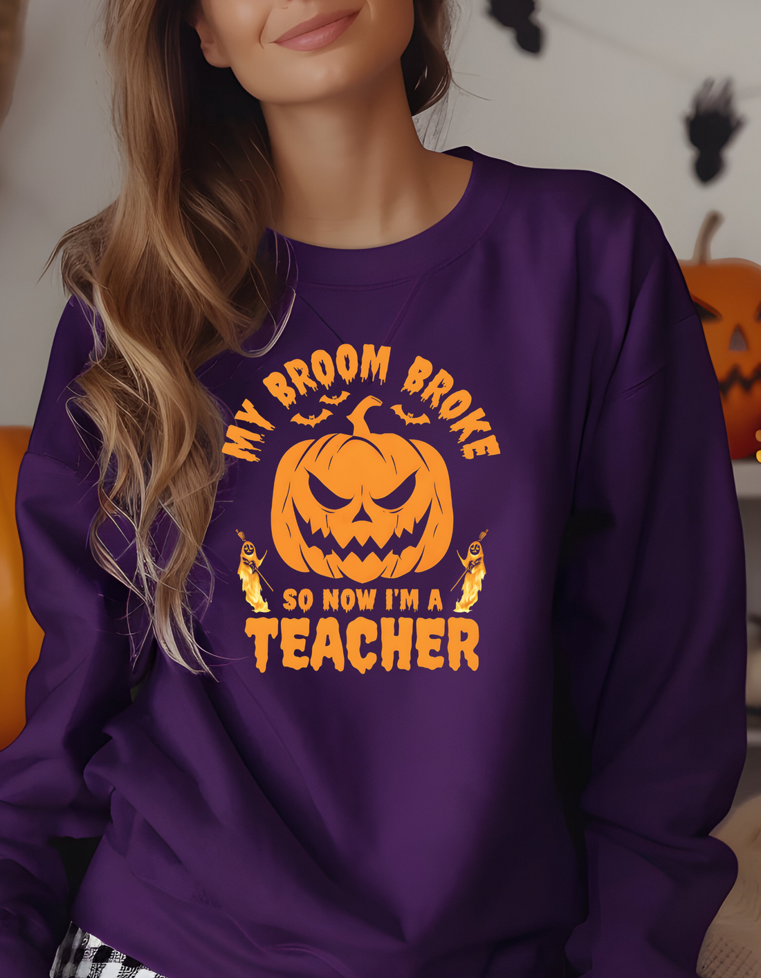 “Funny Halloween Teacher Shirt “My Broom Broke So Now I Teach”