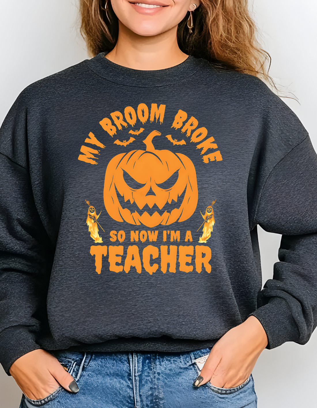 “Funny Halloween Teacher Shirt “My Broom Broke So Now I Teach”