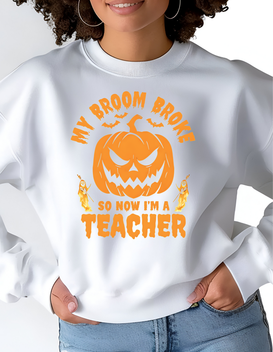 “Funny Halloween Teacher Shirt “My Broom Broke So Now I Teach”