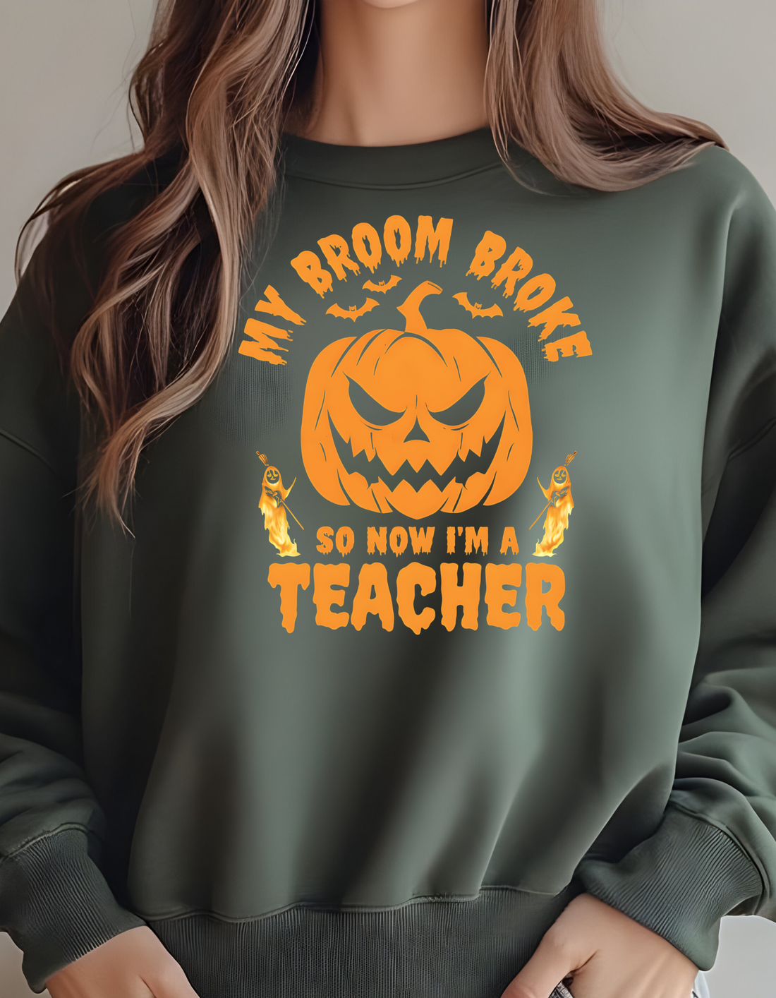 “Funny Halloween Teacher Shirt “My Broom Broke So Now I Teach”