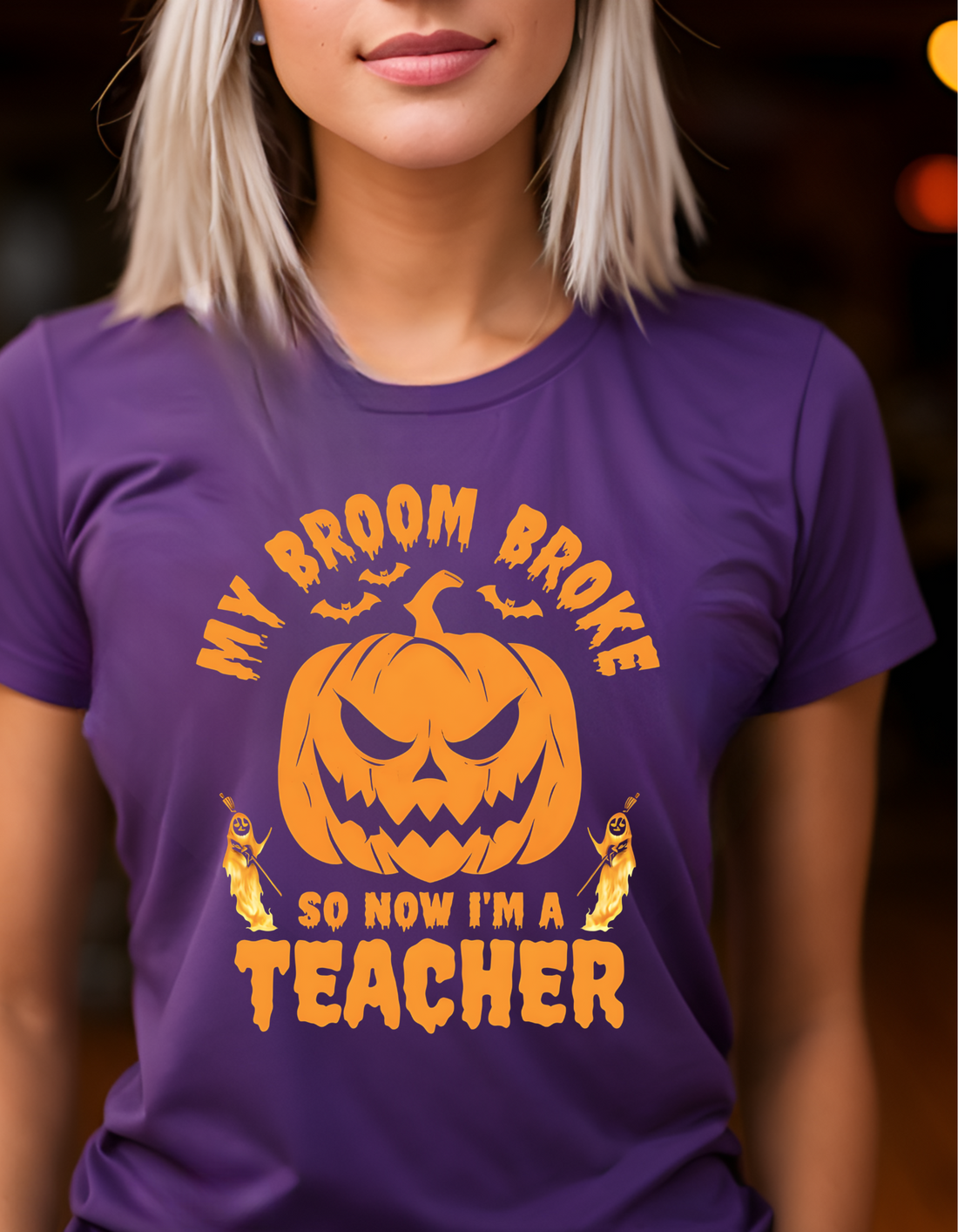 “Funny Halloween Teacher Shirt “My Broom Broke So Now I Teach”