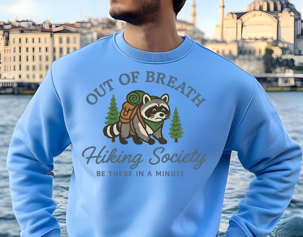 Funny "Out of Breath Hiking Society" Sweatshirt, Nature Lover Sweatshirt, Funny Hiking Crewneck