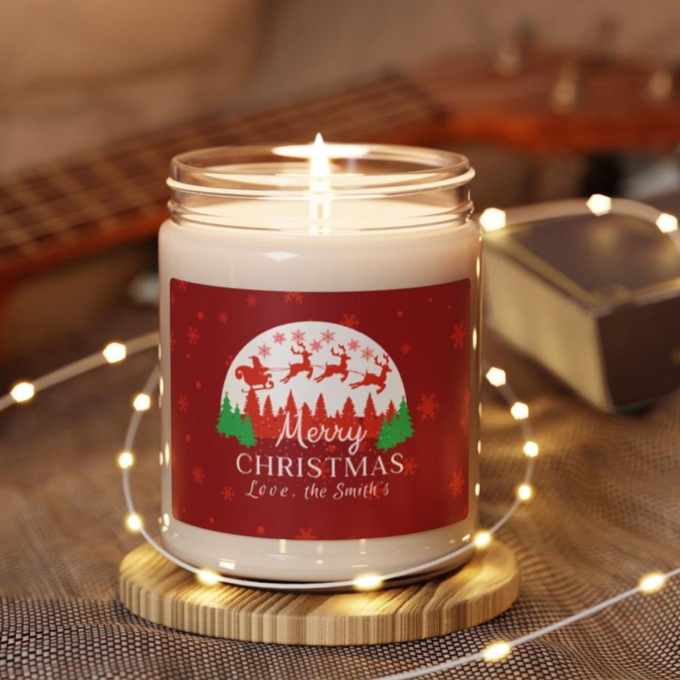 PERSONALIZED Christmas Candles - Christmas Gift Soy Candle - Customized With Your Name Candle