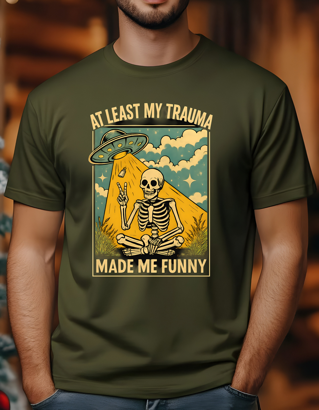 Funny Halloween Skeleton Design "My Trauma" Tee