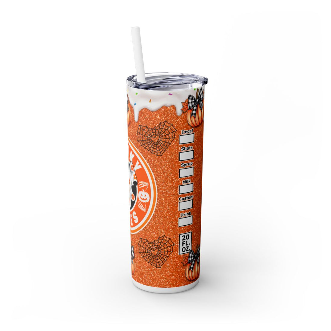 Spooky Vibes Halloween Pumpkin Skinny Tumbler with Straw, 20oz