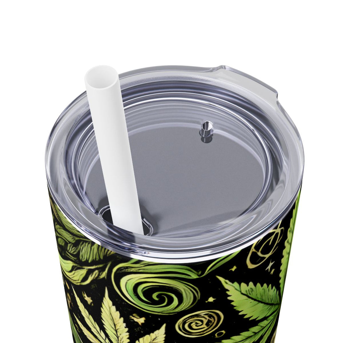 Skull & Leaf Design Stainless Steele Skinny Tumbler with Straw, 20oz