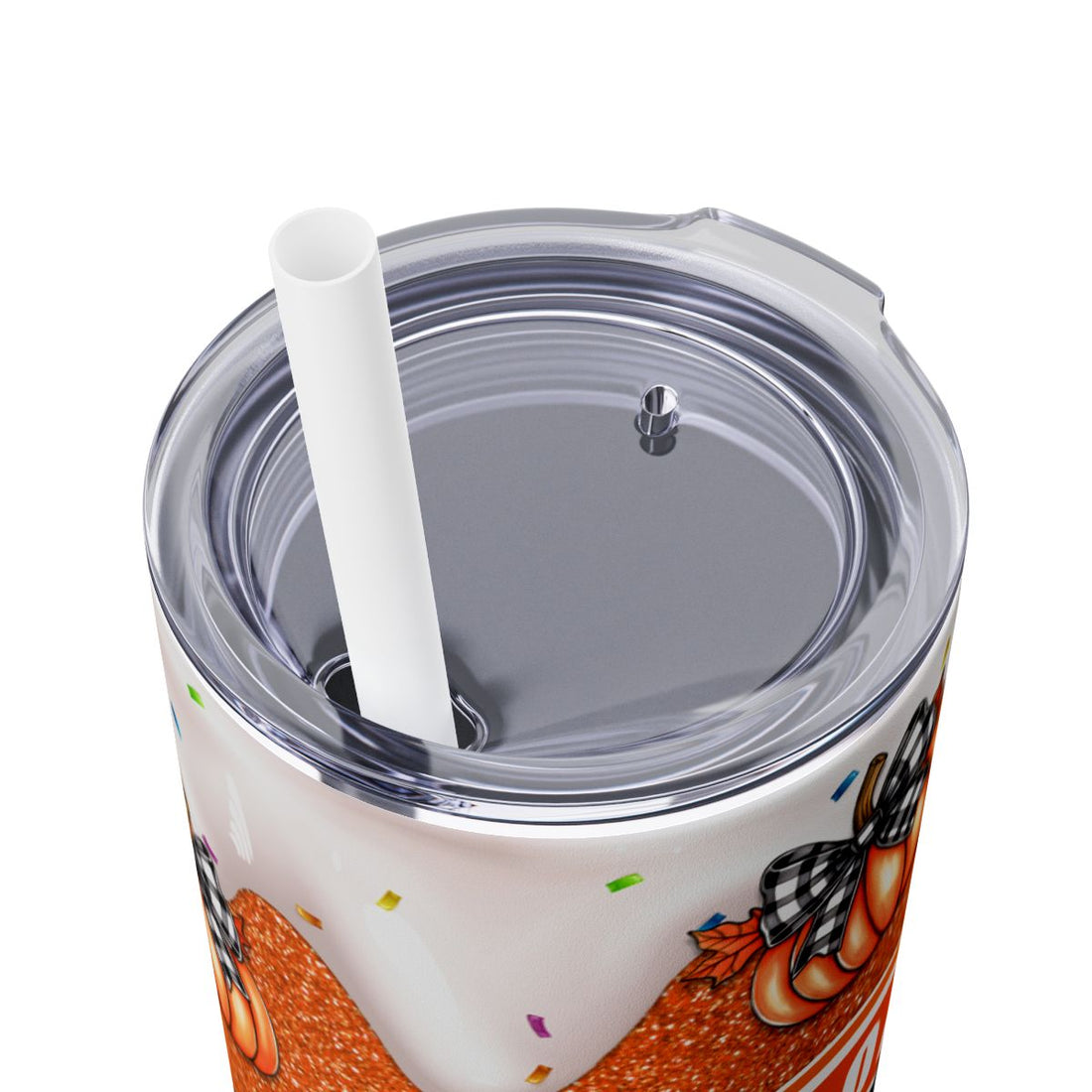 Spooky Vibes Halloween Pumpkin Skinny Tumbler with Straw, 20oz