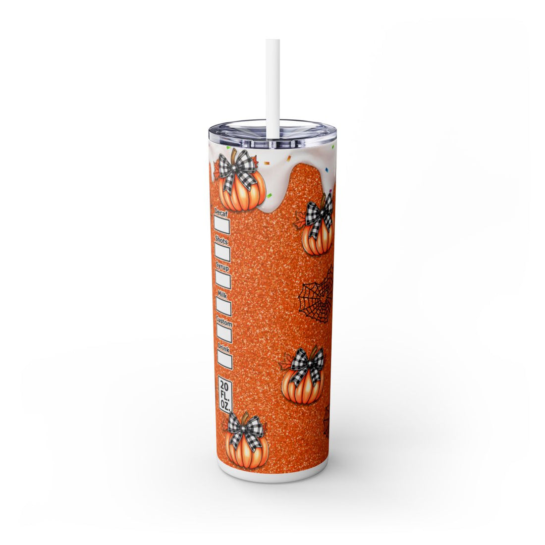 Spooky Vibes Halloween Pumpkin Skinny Tumbler with Straw, 20oz