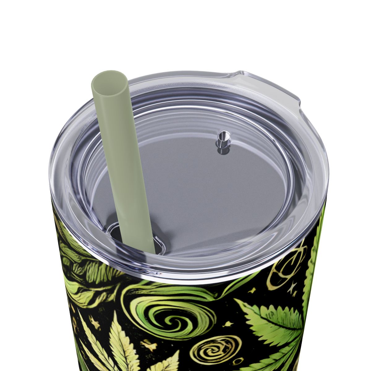 Skull & Leaf Design Stainless Steele Skinny Tumbler with Straw, 20oz